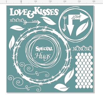Love and kisses, heaps of embellishments on this design  12 x 12